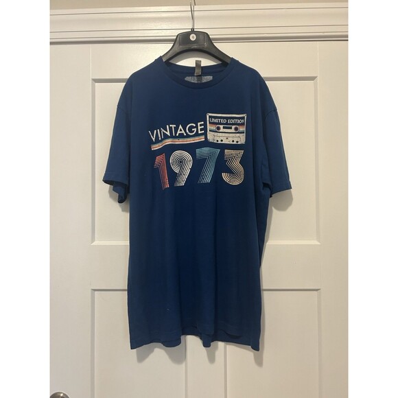 Vintage 1973 Limited Edition T-Shirt Navy Blue Unisex Size XL Boomers Graphic T - Picture 1 of 3